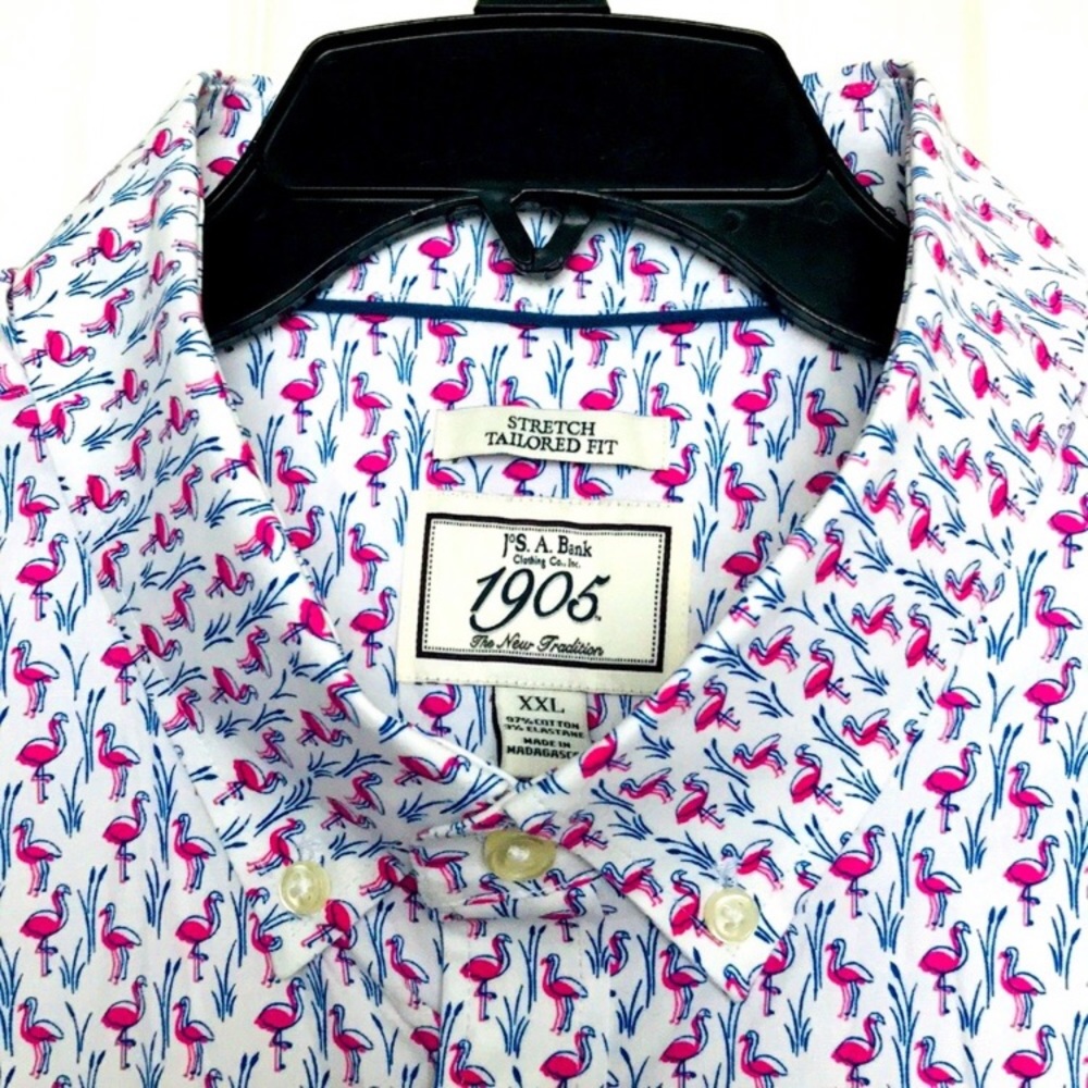 Jos.A.Bank Tailored Ss Button-Down Flamingo Shirt - image 3